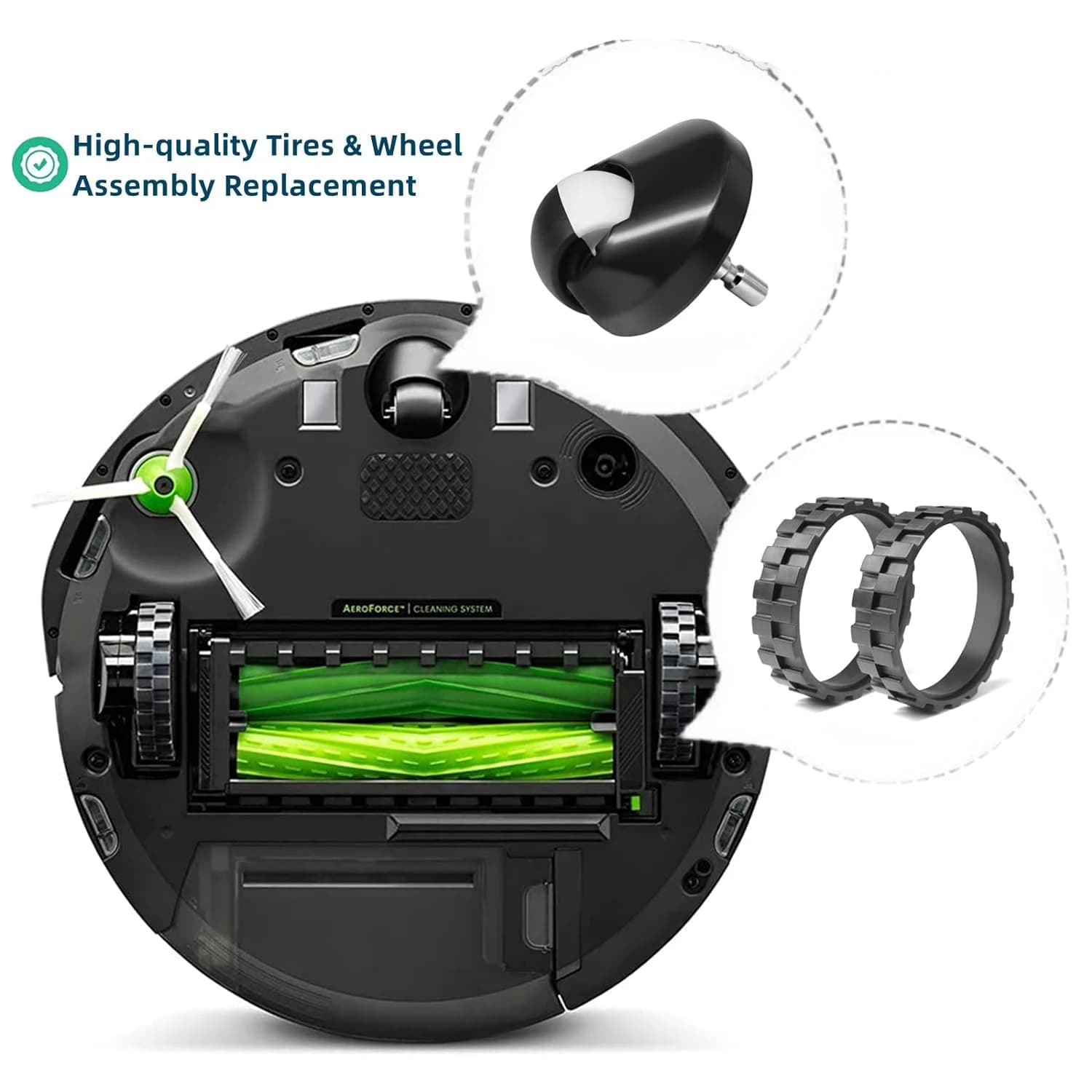 Pneus de remplacement pour aspirateur IRobot Roomba séries 500, 600, 700, 800, 900, E5, E6, i7, une 