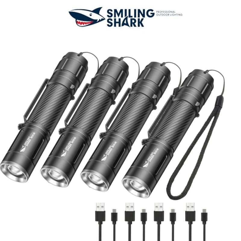 1 pièces souriant requin SD7115 lampe de poche Portable petite torche lumière Rechargeable étanche F