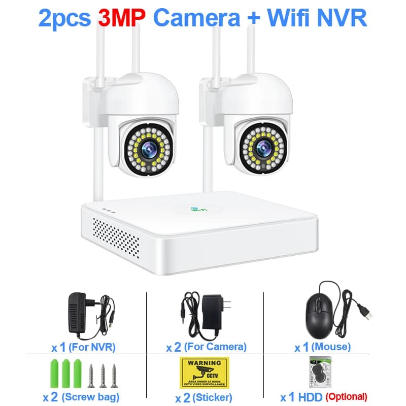 Système de caméra sans fil intelligent 3MP, kit de caméra PTZ extérieure, CCTV, détection humaine pa