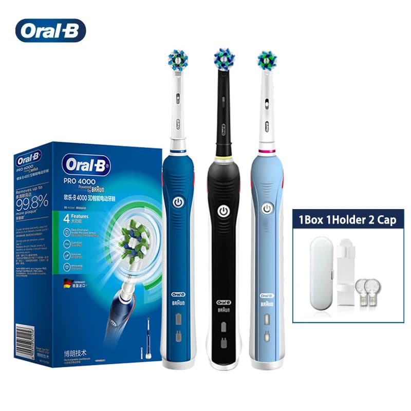 Brosse à dents électrique Oral B originale PRO 4000, capteur de pression 3D, nettoyage quotidien des
