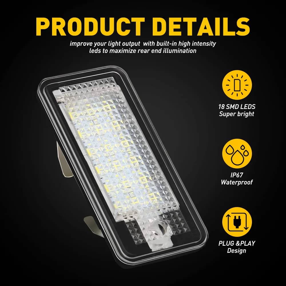 Lumière de plaque d'immatriculation LED sans erreur, 2 pièces, 12V, pour Audi A4 S4 B6 B7 A6 C6 S6 A