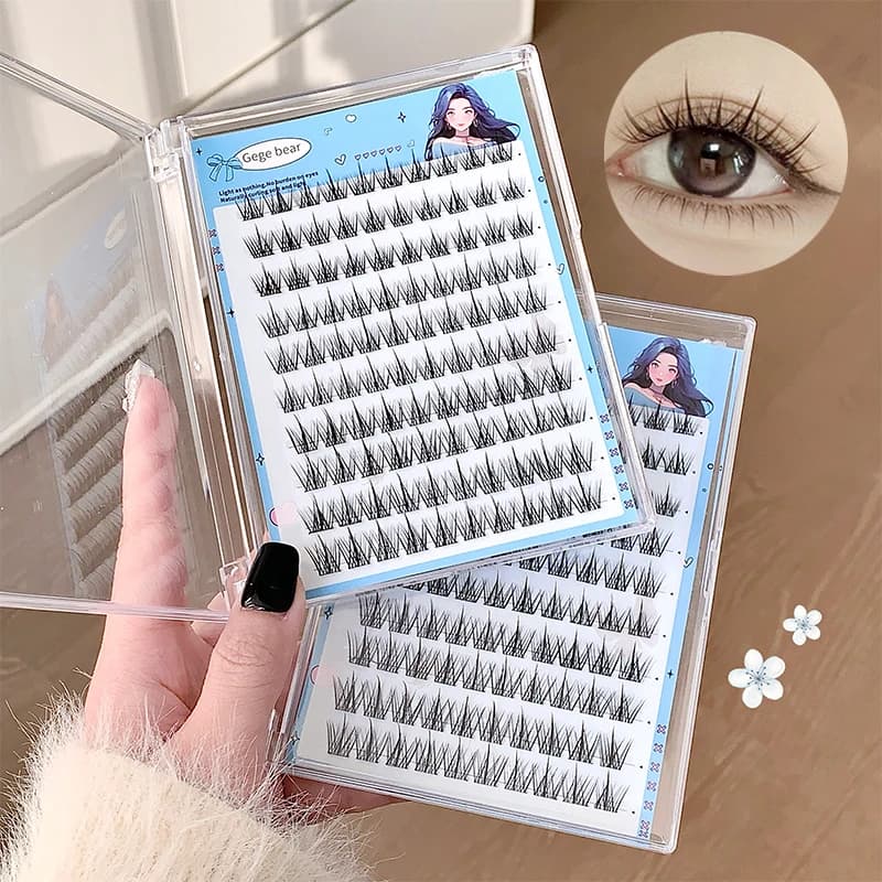 Gegebear grande capacité sans colle faux cils tournesol naturel épais C Curling cils segmentés adapt