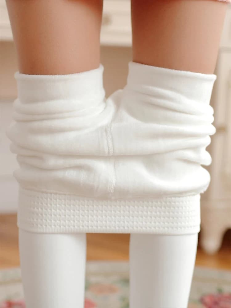 Femmes hiver Leggings blanc taille haute serré chaud Legging entraînement épais thermique collants S