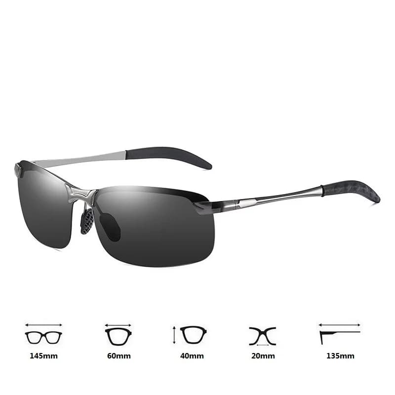 Lunettes de soleil polarisées classiques en métal pour hommes, mode, conduite, pêche, demi-monture, 