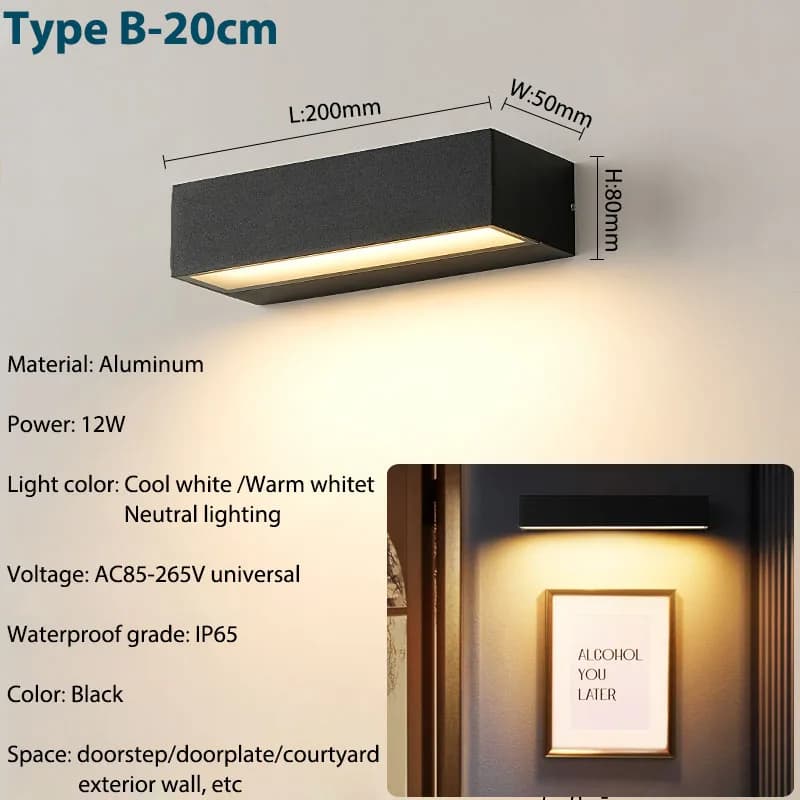 Applique Murale LED en Aluminium Imperméable Conforme à la Norme IP65, Luminaire Décoratif d'Extérie