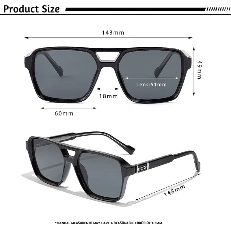 Lunettes de soleil rétro punk CATERSIDE pour hommes, monture carrée, dessus plat, double pont, lunet