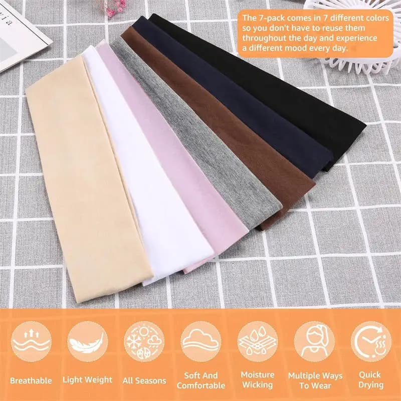 Bandeaux de couleur unie à haute élasticité, 7 pièces, bandeau d'exercice de Yoga, accessoires pour 
