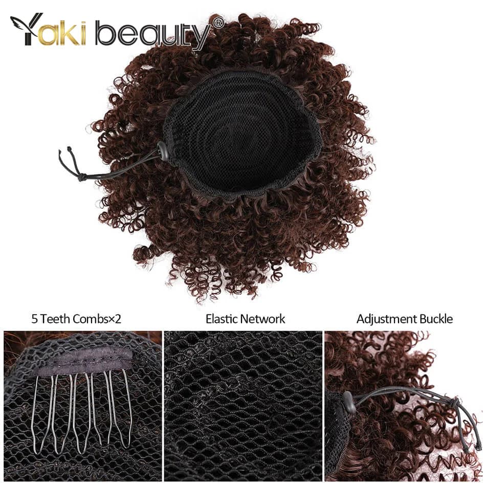 Chignon synthétique Afro bouffant bouclé 12 pouces court crépus bouclés cordon queue de cheval Exten
