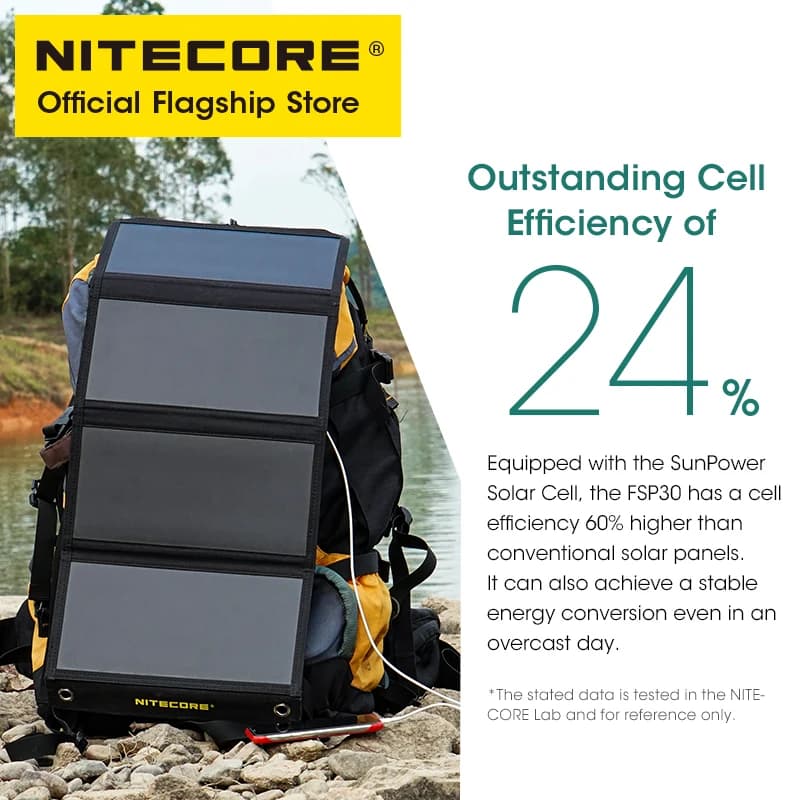 NITECORE Féventuelles 30 30W Portable Panneau Solaire Étanche Petite Cellule Solaire USB-C PD 18W Ch