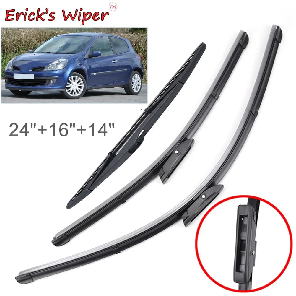 Erick's – jeu de balais d'essuie-glace avant et arrière, pour Renault Clio MK 3 Hatchback 2005 – 201