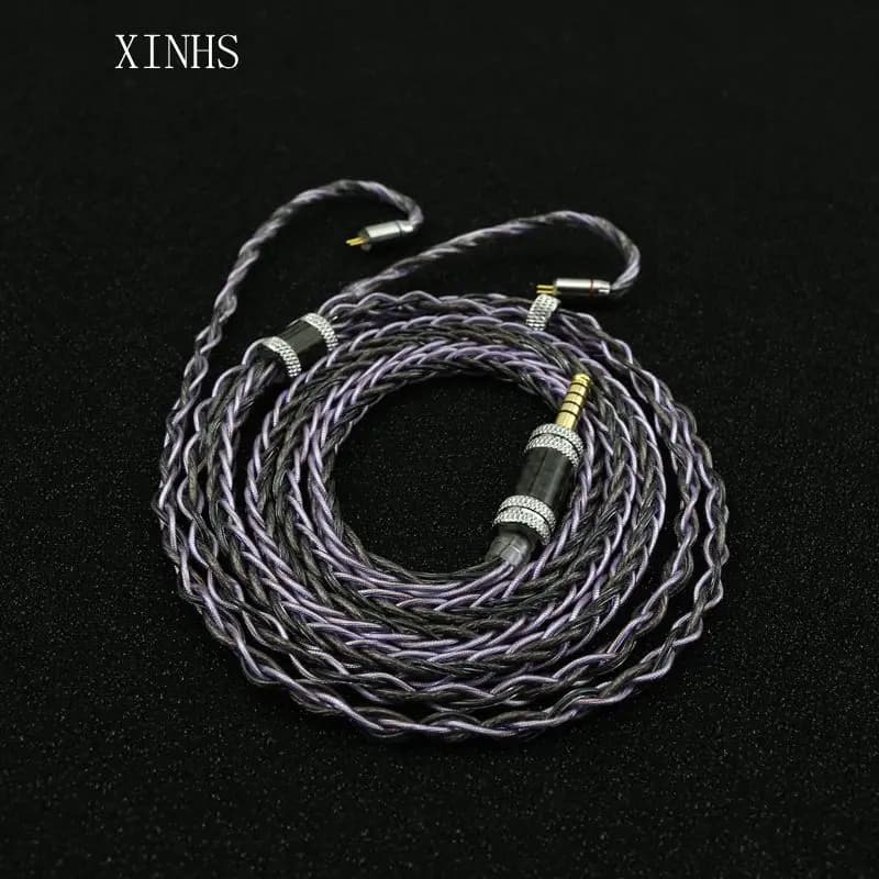 XINHS-Câble tressé mixte de graphène, fil à encre violette, feuille d'argent, HS001, 8 cœurs