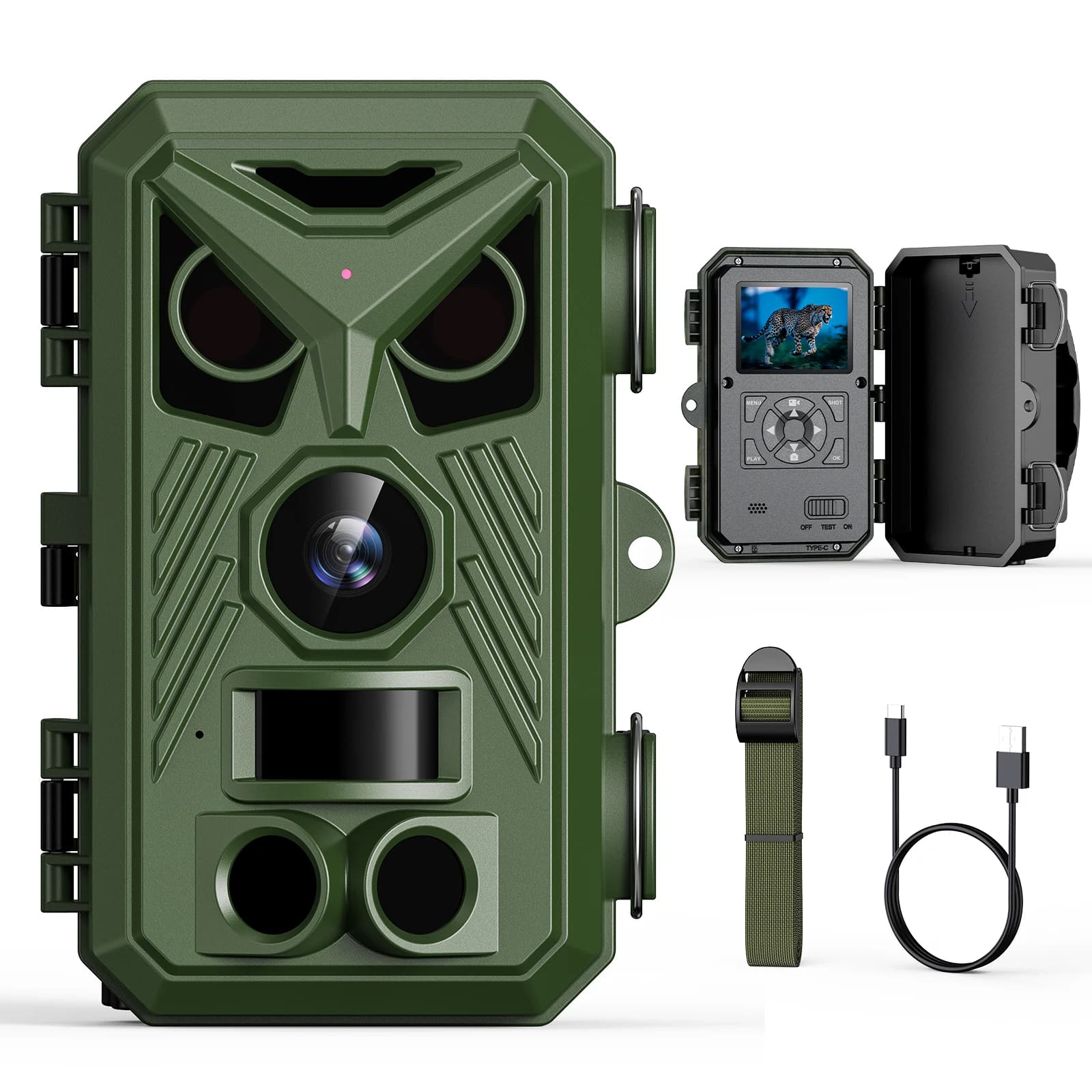 Caméra de surveillance vidéo 2,4 pouces avec vision nocturne, caméra de surveillance extérieure à dé