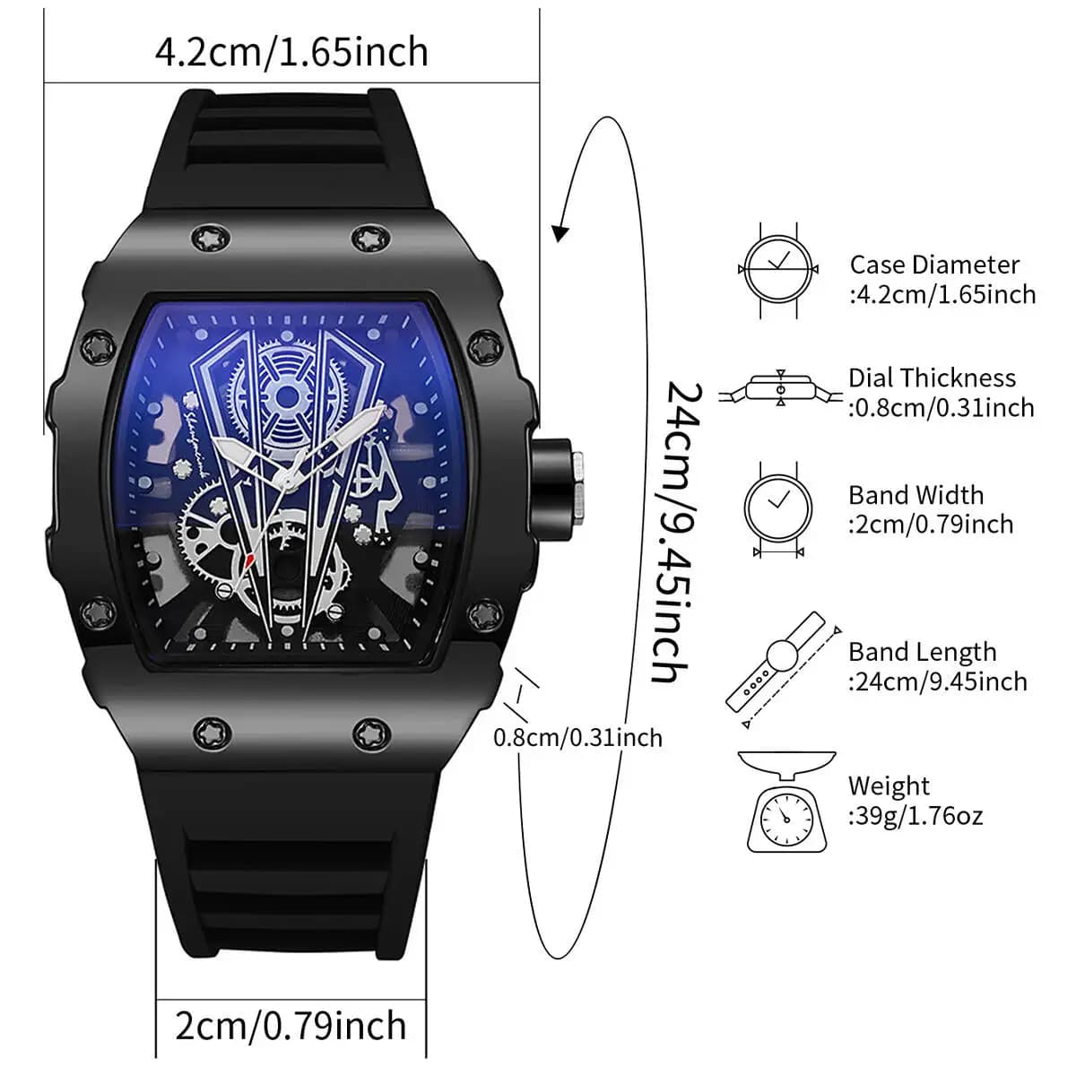 1/2 pièces mode hommes montres de luxe grand cadran montre à Quartz décontracté bracelet en Silicone