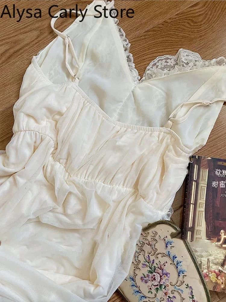 Robe féerique française Vintage en dentelle pour femmes, douce, Sexy, décontractée, coréenne, Court,
