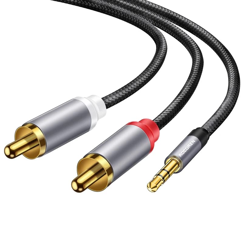 Rocoren – câble Audio Aux 3.5mm à 2RCA, adaptateur Jack 3.5 vers 2 RCA mâle, séparateur pour boîtier