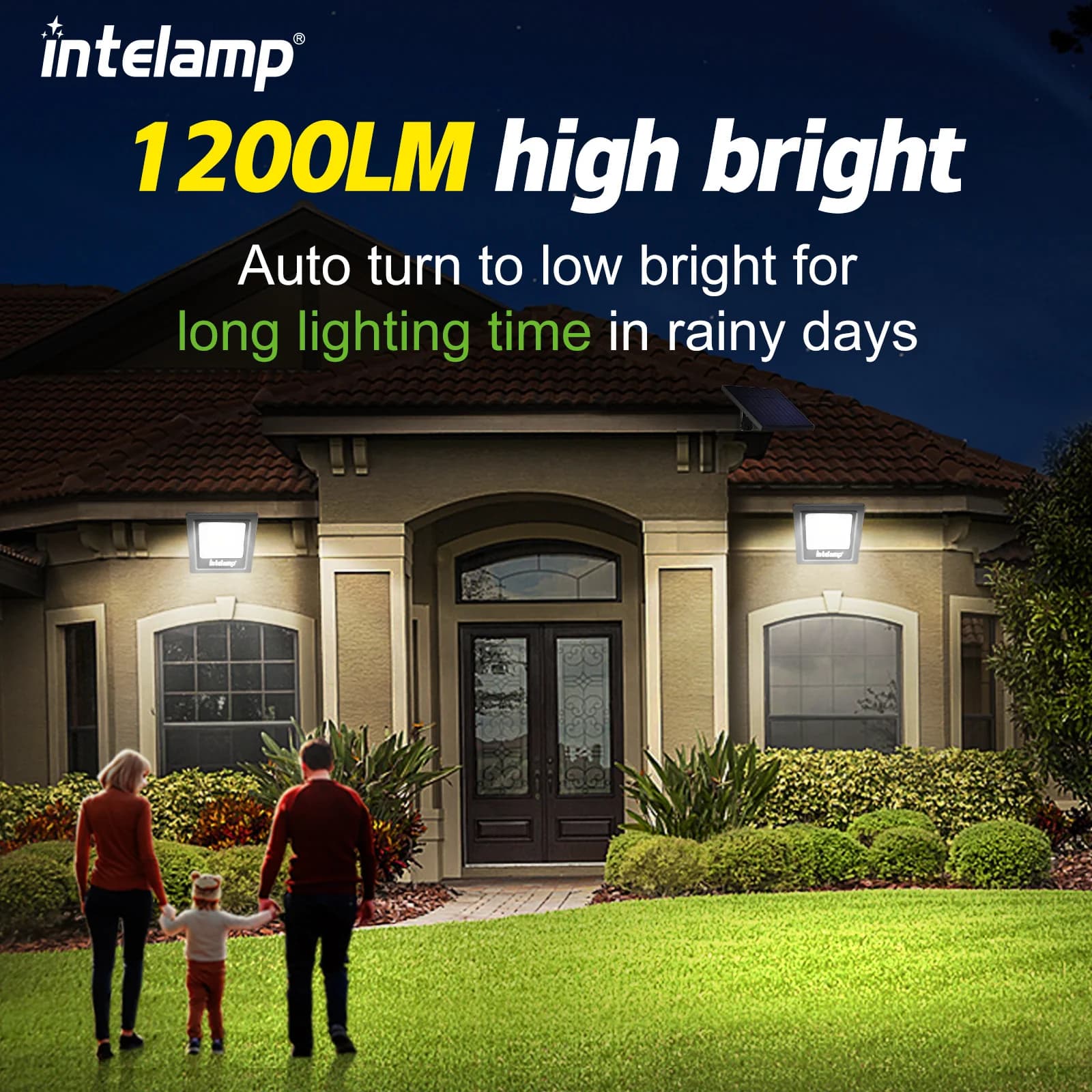 Lampe solaire d'extérieur 4400mah 1200LM, lot de 2, lampe solaire étanche, éclairage de rue, lumière