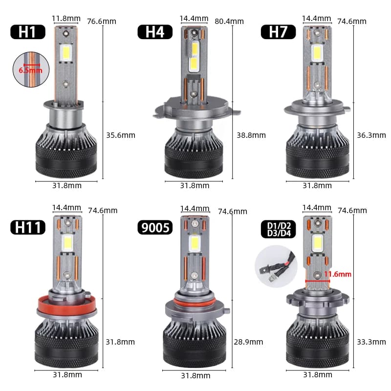 DAWNKNIGHT – ampoules Canbus Led 140 K, LED 4300 W H7, H4 H11 HB3 9005 HB4 9006 K6C, Double Tube en 