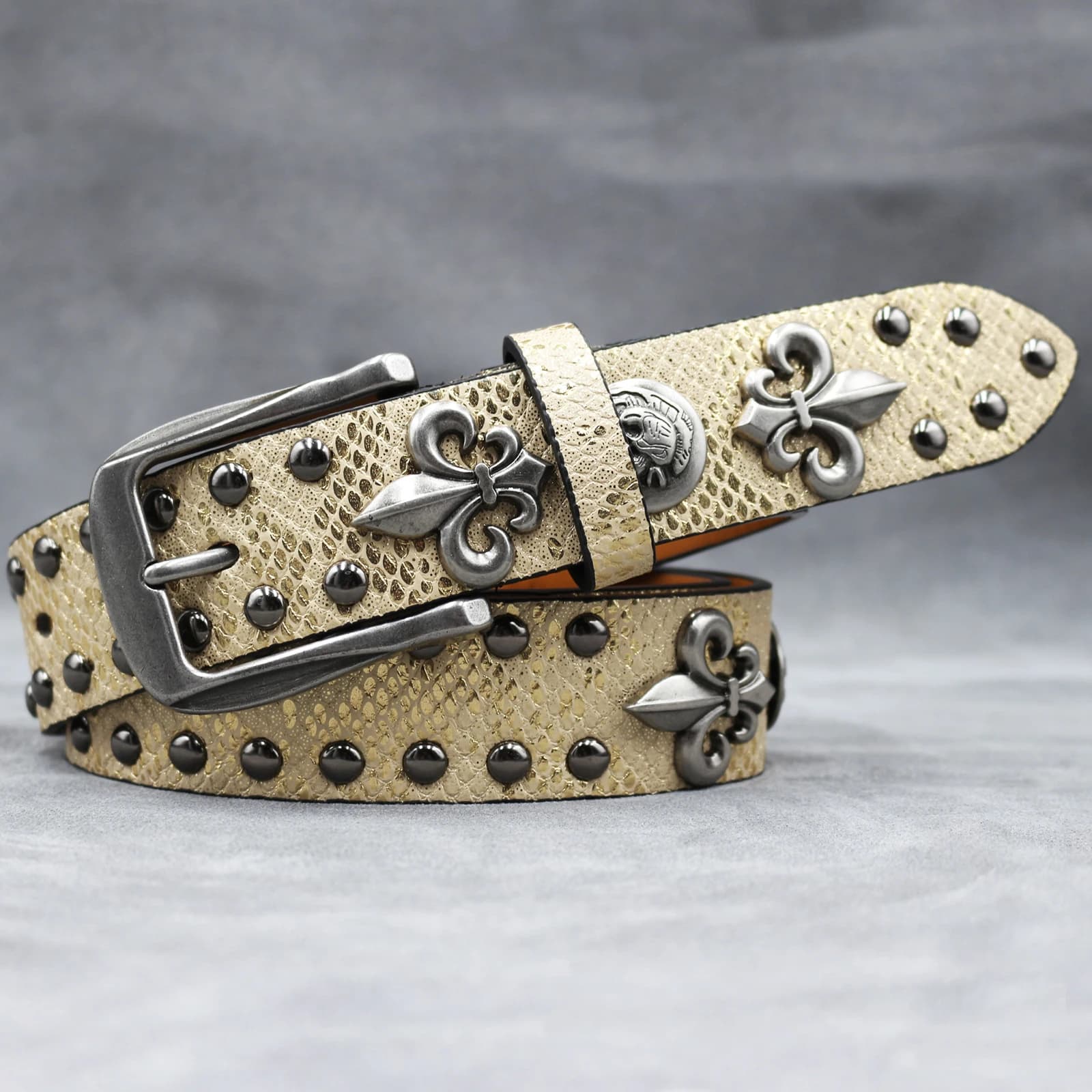 Y2K – ceinture à rivets en cuir pour femmes, croix dorée, cloutée, haute qualité, Rock, sangle pour 