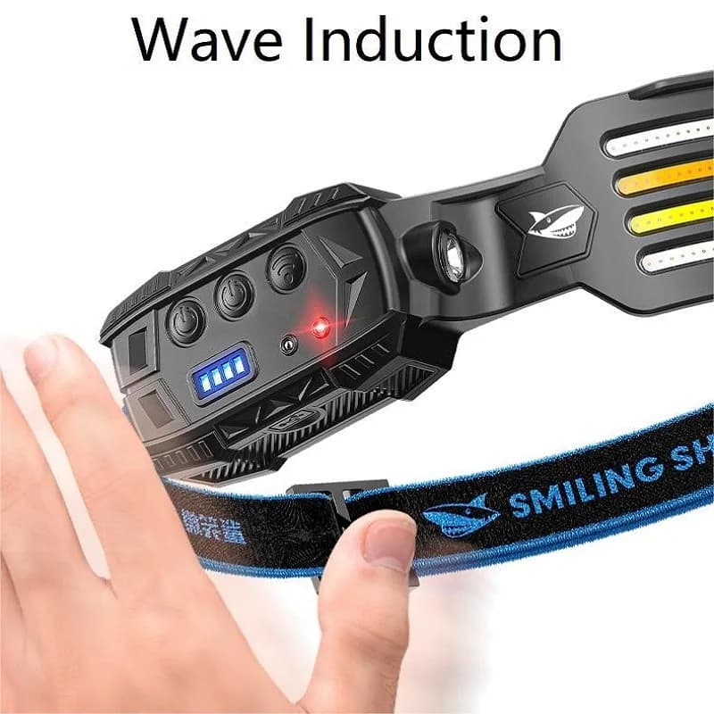 Smiling Shark TD0125C – lampe frontale légère à Induction ondulée, Rechargeable, étanche, pour le tr
