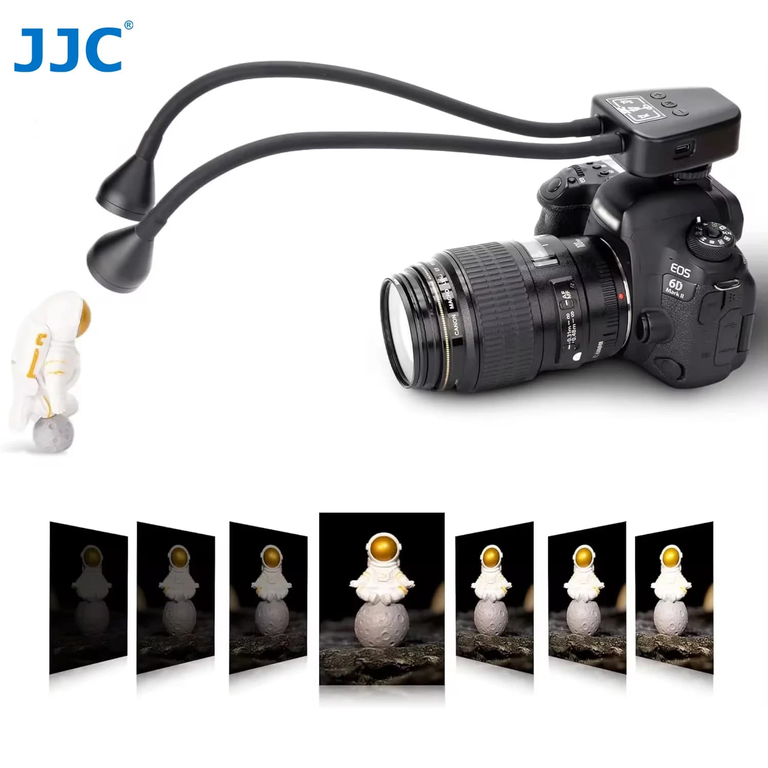 JJC LED Macro bras lumière avec 10 niveaux de luminosité réglable Macro photographie éclairage pour 