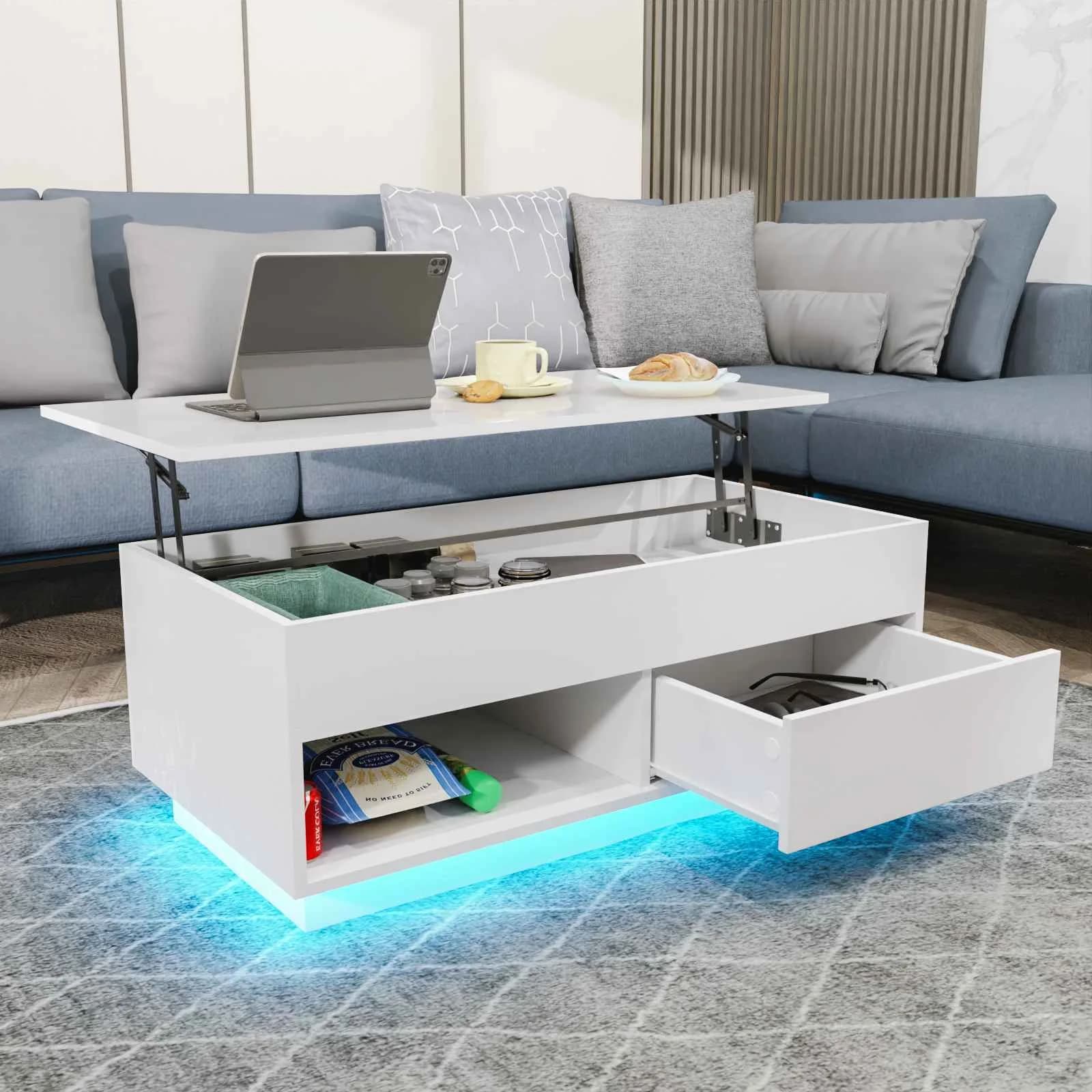 Table basse élévatrice à LED, meubles modernes ultimes, design élégant, décoration d'intérieur et di