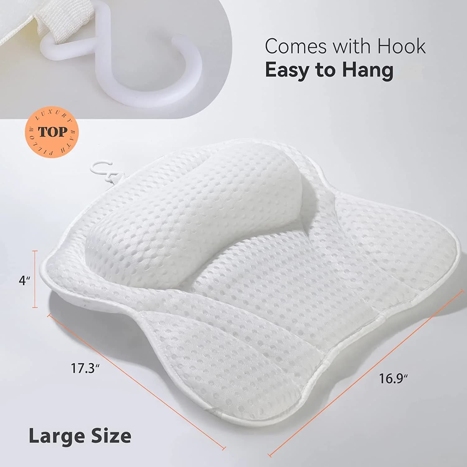 Oreiller de baignoire pour baignoire, oreiller de bain pour soutien du cou et du dos avec ventouses 