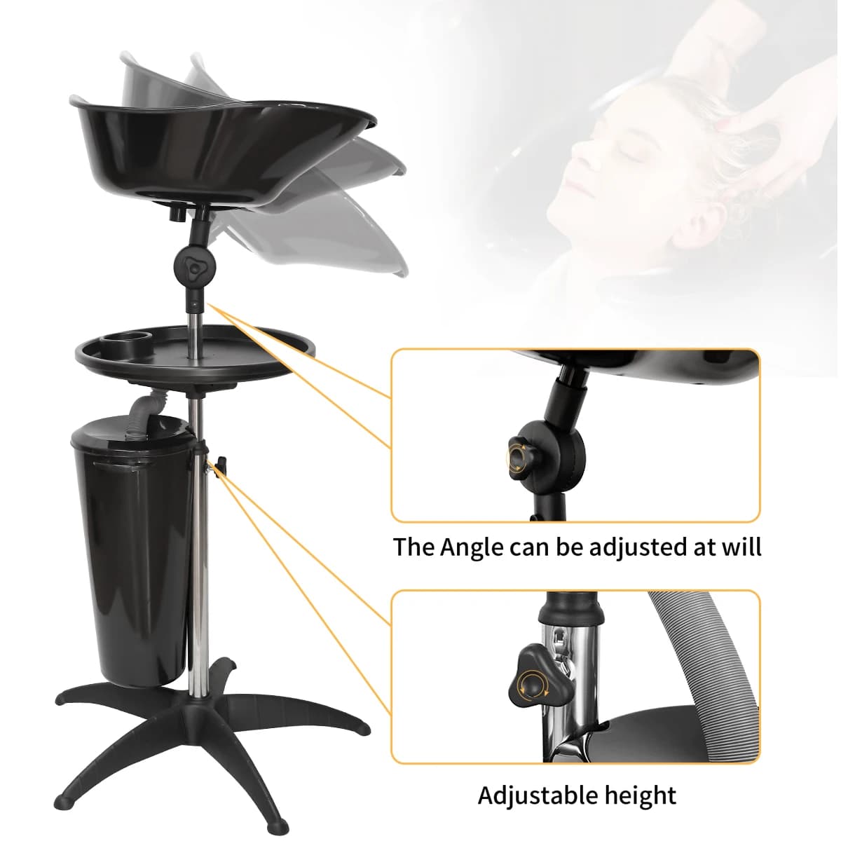 Filles à shampoing portable réglable recommandé, évier de coiffeur, bassin de lavage mobile pour che