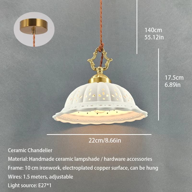 Luminaire suspendu de style antique japonais en laiton et céramique, luminaire de style rétro améric