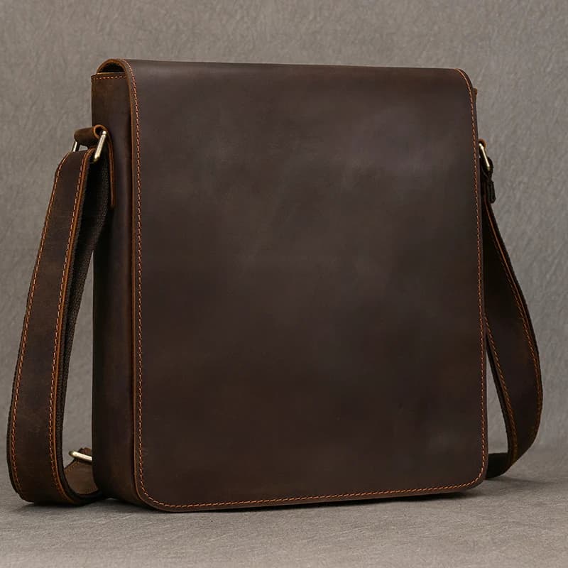 Sac messager Vintage en cuir véritable pour hommes, sac à bandoulière épais en cuir de vache, petit 