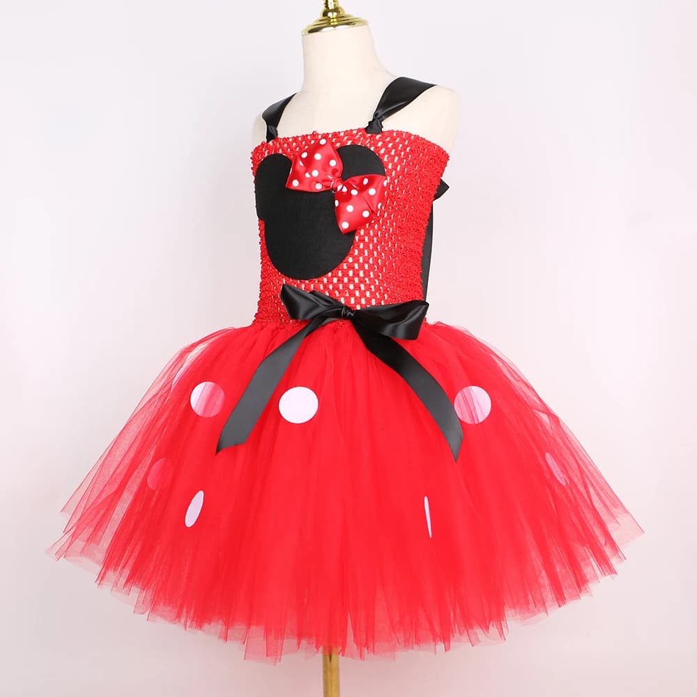 Filles rose rouge Minnie Tutu robe Costume à pois enfant en bas âge filles fantaisie princesse habil