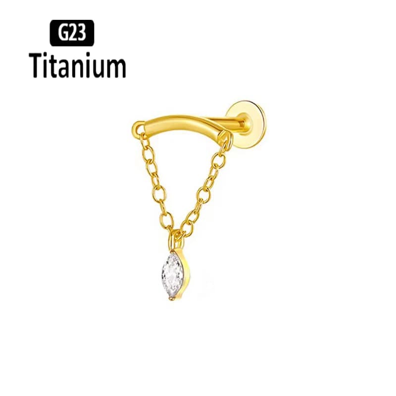 G23 titane caché chaîne incurvée Marquise CZ drapé filetage interne Cartilage Helix goujons boucles 