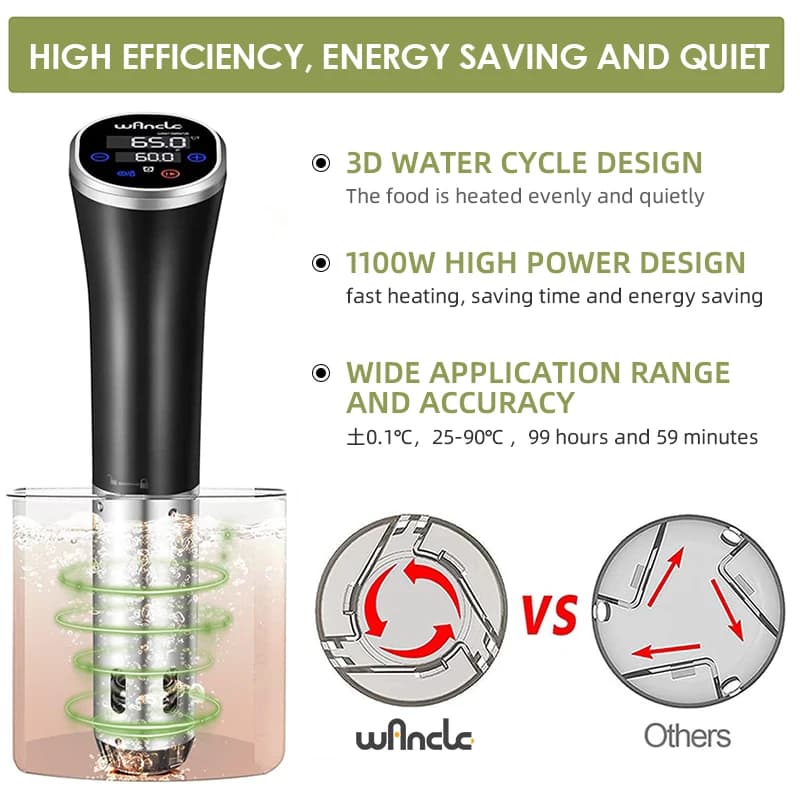Wancle-Cuiseur Sous Vide à Immersion Étanche IPX7, Mijoteuse avec Affichage Numérique et Fonction de