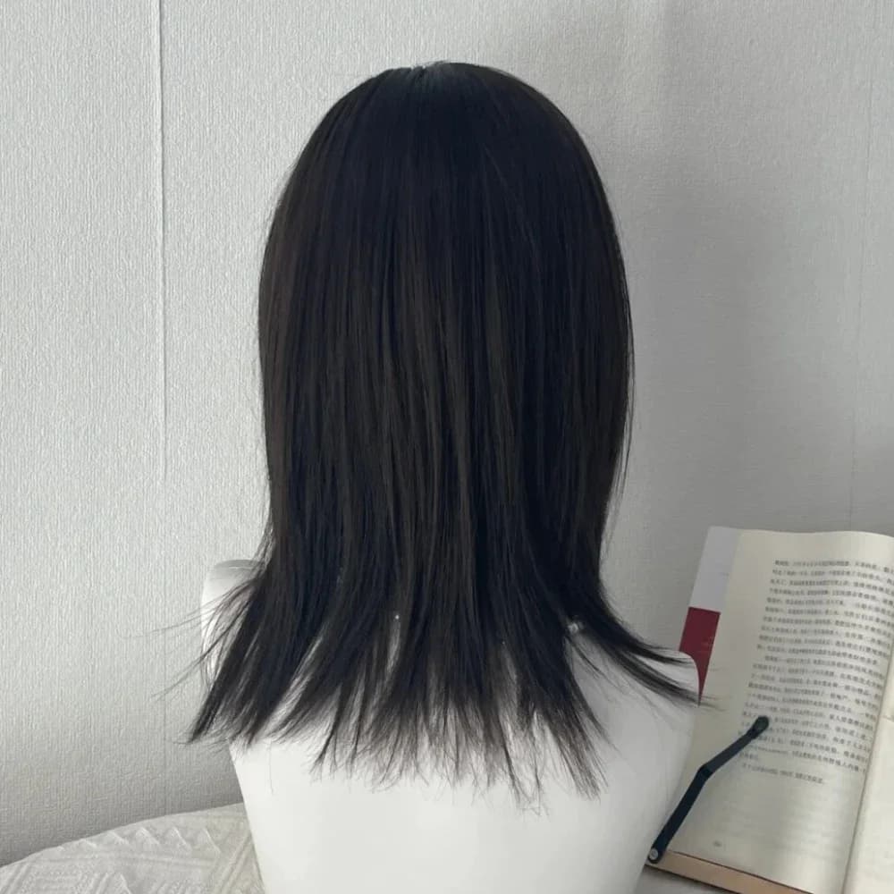Y2K perruque pour femmes noir moyen long cheveux raides Simulation naturelle usage quotidien perruqu