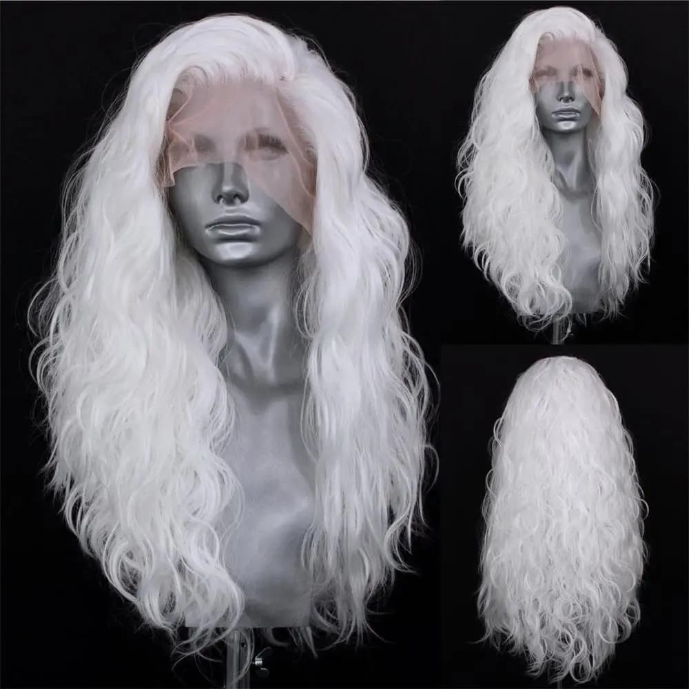 AIMEYA 13*4 perruques avant en dentelle synthétique pour femmes blanc Blonde perruque en dentelle fi