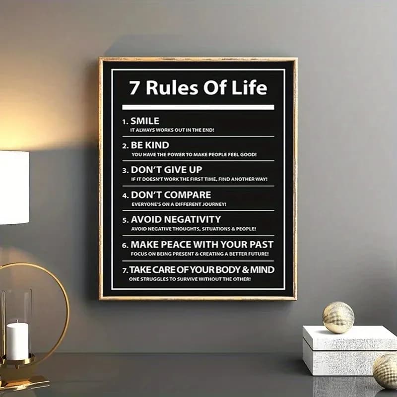 Affiche de citation de motivation de lettre de 7 règles de vie, peinture sur toile d'inspiration, im