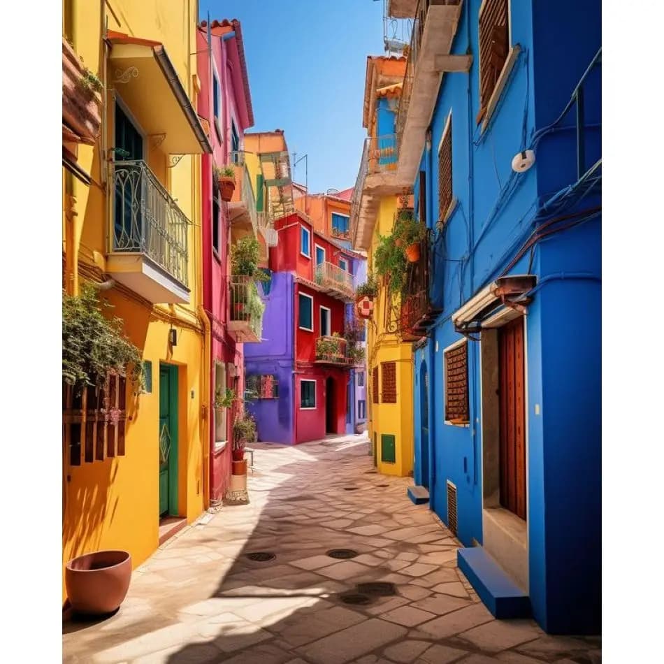 RUOPOTY Maisons Colorées Peinture Diamant 5D Décoration Maison Art Paysage Kit Complet Diamant Rond 