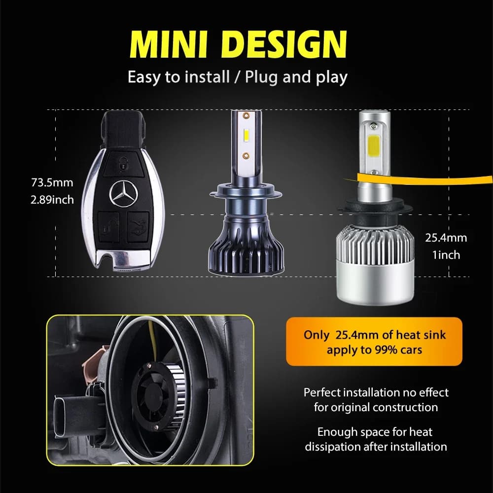 Phare de voiture 18000LM 80W CSP H4 LED H7 H1 H3 H8 H11 9005 HB3 9006 HB4 880 881 H27 phares de voit