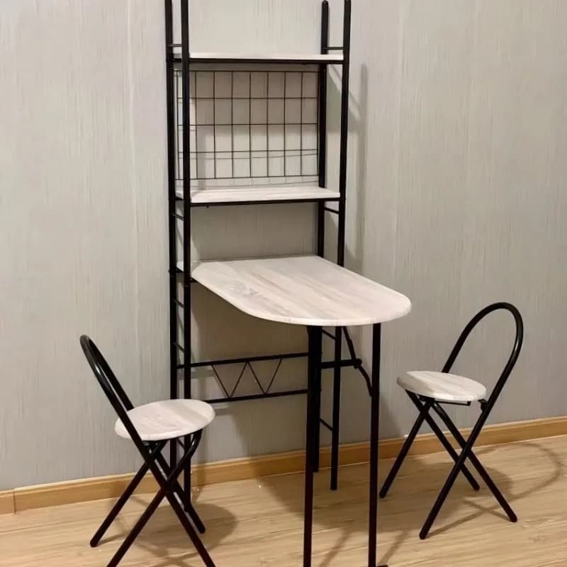 Combinaison table et chaise de séparation de cuisine, support de rangement mural, table et chaise pl