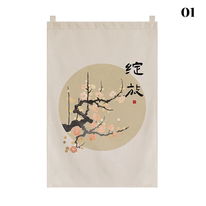Rideau de tête de porte de séparation de salon de thé japonais, drapeau de style chinois, panneau su