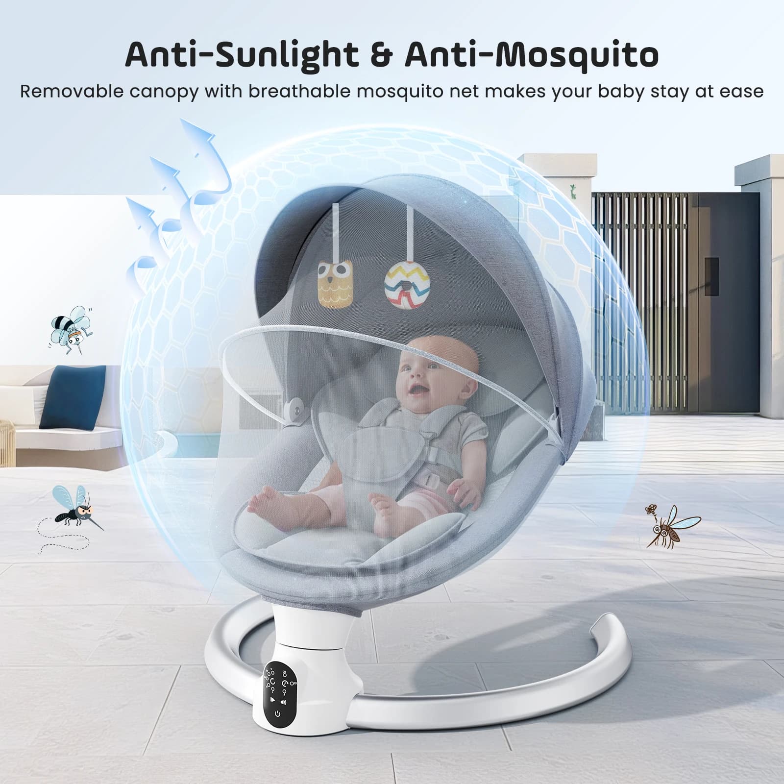 Chaise vide-bébé Bluetooth, agitateur électrique pour bébé, lave-vaisselle à 5 points, avec 5 vitess