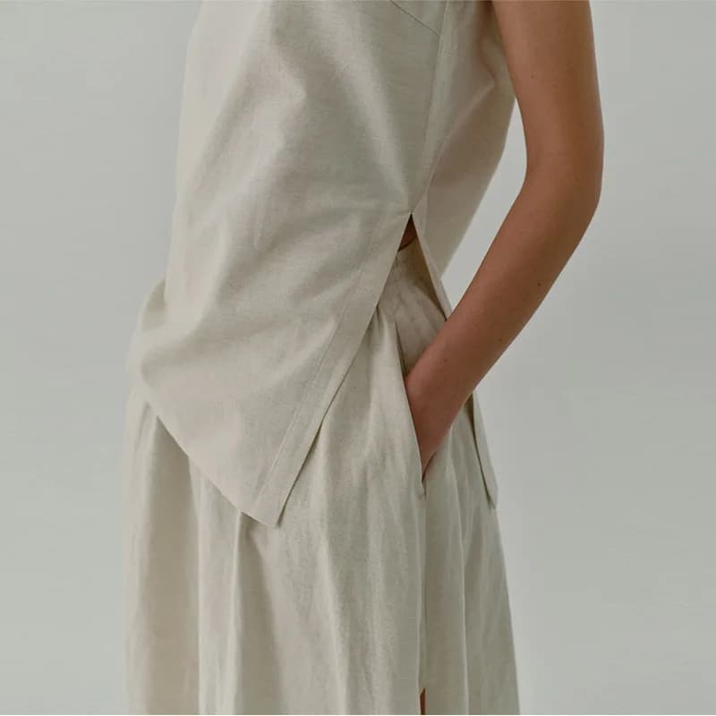 Jupe Chic en lin Vintage fendue sur le côté pour femmes, couleur unie, coton et lin, nouvelles jupes