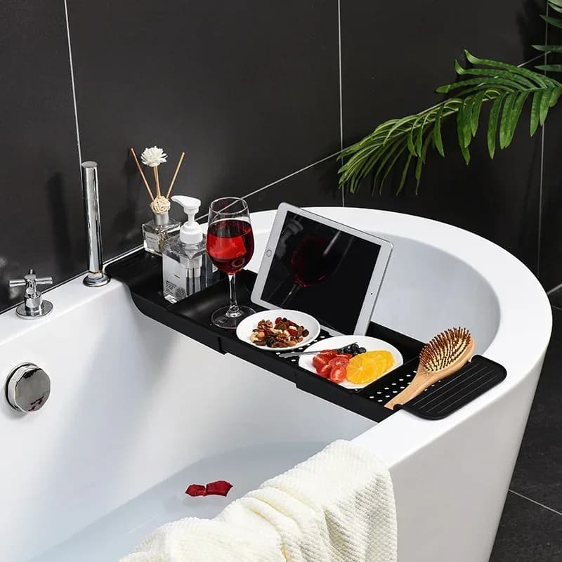 Support de rangement de baignoire rétractable multifonction, plateau de bain, étagère de rangement d