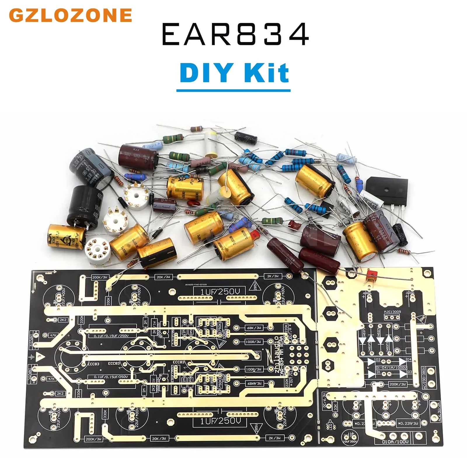 HIFI MM RIAA-Amplificateur Phono à Tube Coloré EAR834, Kit de Bricolage/Carte Finie (Sans Tube)