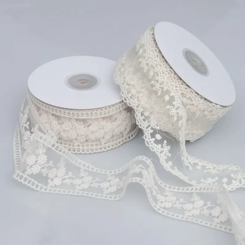 Ruban en dentelle Jacquard brodé creux, accessoires pour cheveux avec nœud, emballage de fleurs, cha
