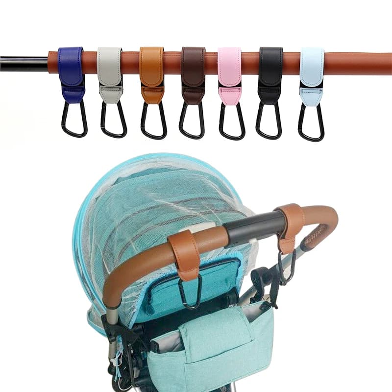 1/2 pièces PU cuir bébé sac poussette crochet landau rotation 360 degrés rotatif chariot organisateu