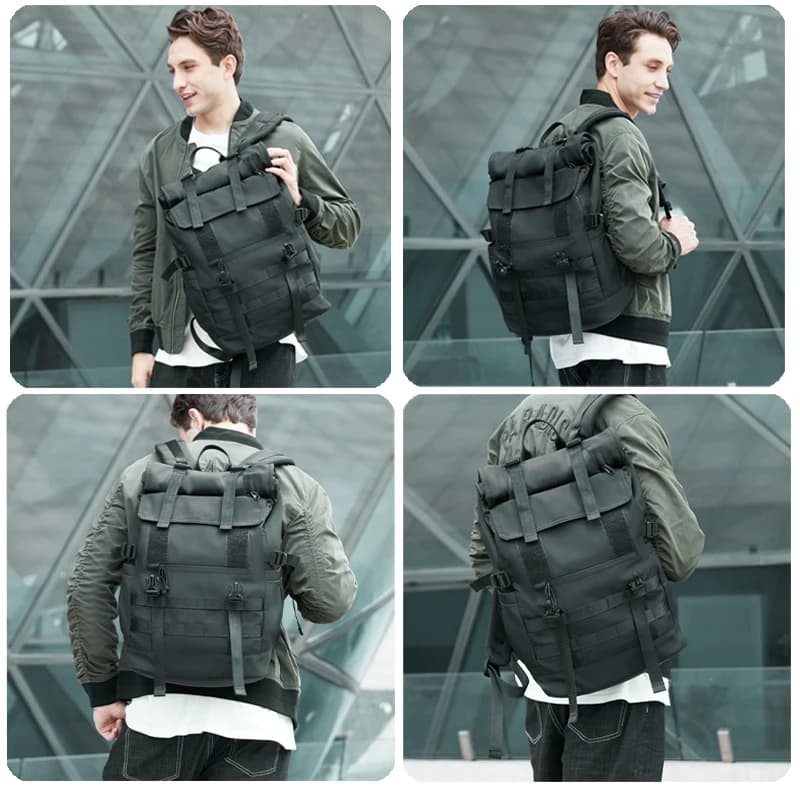 MOYYI 3 en 1 sac à dos pour ordinateur portable extensible hommes femmes grand rouleau haut voyage s