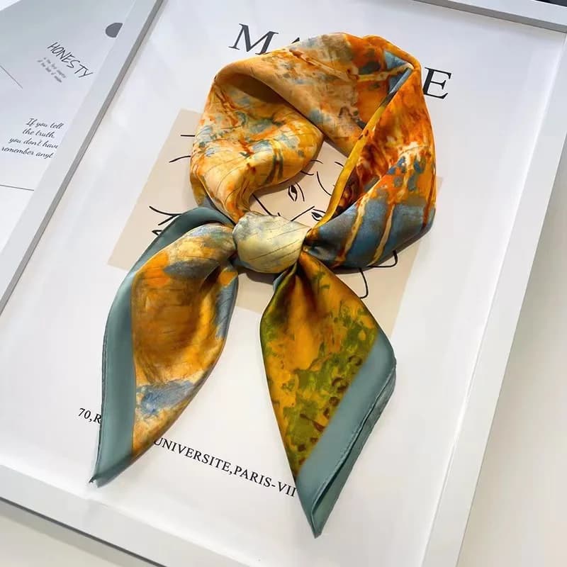 Foulard Carré à Rayures de Luxe pour Femme, Châle Rond, 70cm, pour la raq, Sauna, Hijab, Bandana, Ca