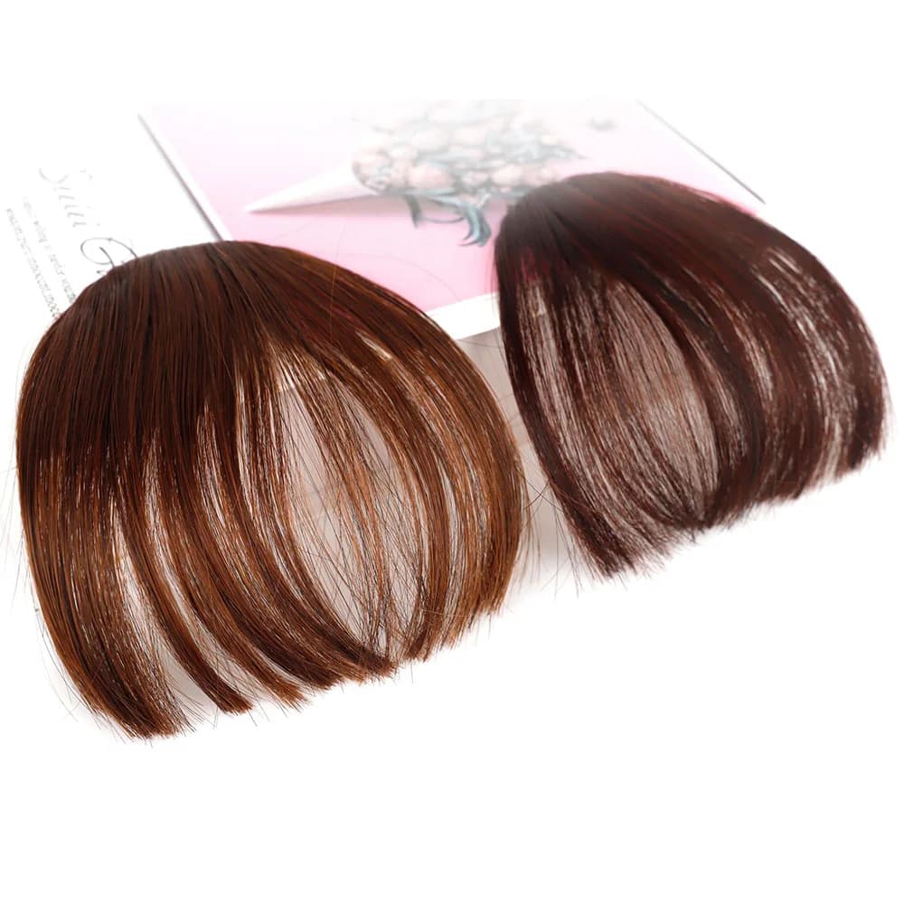 Jeedou mince frange émoussée Extension de cheveux synthétiques à clipser aspect naturel coiffure ins