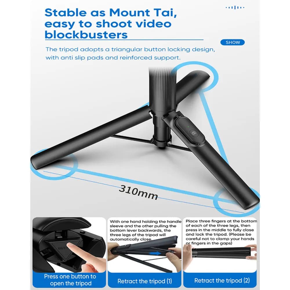 Trépied perche à Selfie magnétique 2025 avec télécommande, support de téléphone extensible pour MagS
