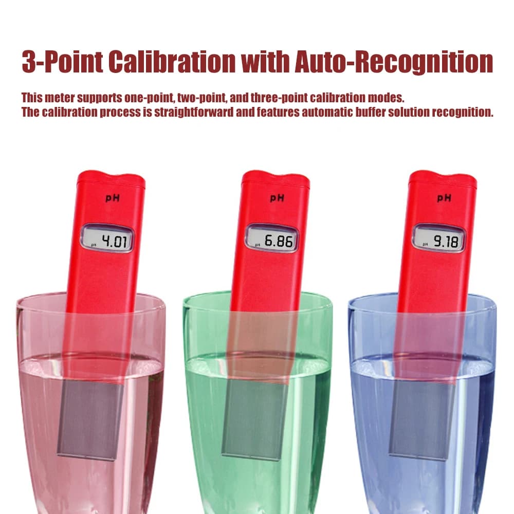 Stylo testeur de pH numérique 2026 (0,00 - 13,00) – Testeur de qualité de l'eau avec calibration 3 p